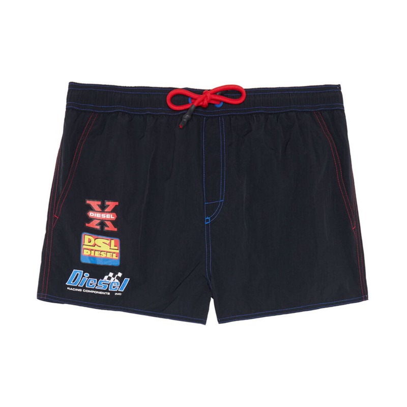 Diesel Swim Shorts With Retro Logos-Black