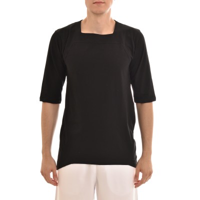 Twin Black Square Neckline T-Shirt-Black