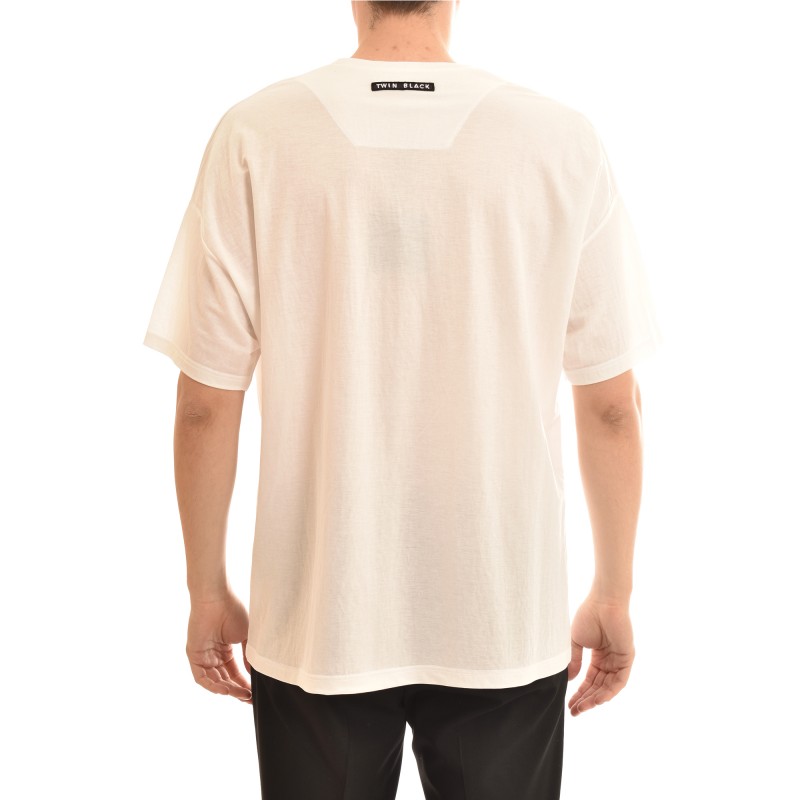 Twin Black Relaxed Fit T-Shirt-White Twin Black Relaxed Fit T-Shirt-White