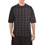 Twin Black Stripe Patterned T-Shirt In Relaxed Fit-Black