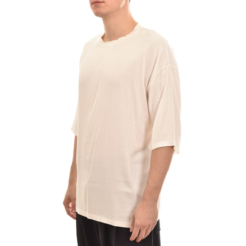 Twin Black Plain Relaxed Fit Crewneck T-Shirt-Off White