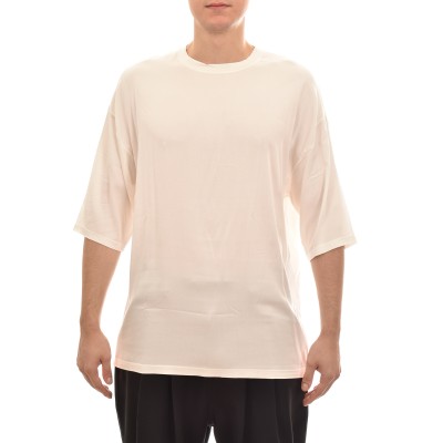 Twin Black Plain Relaxed Fit Crewneck T-Shirt-Off White