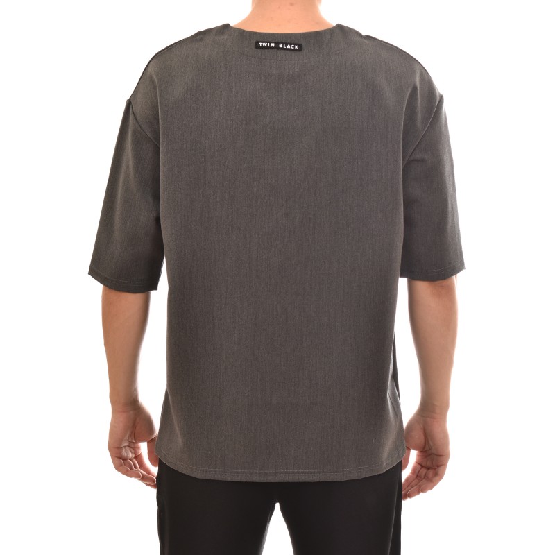 Twin Black Boxy Fit Oversized T-Shirt-Anthracite Twin Black Boxy Fit Oversized T-Shirt-Anthracite