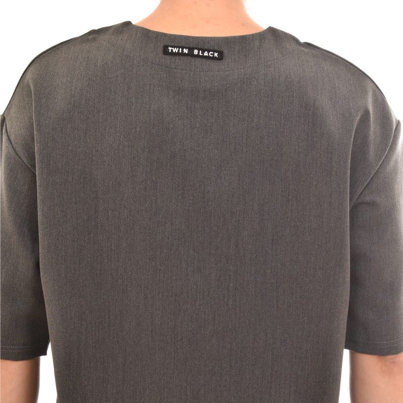Twin Black Boxy Fit Oversized T-Shirt-Anthracite Twin Black Boxy Fit Oversized T-Shirt-Anthracite