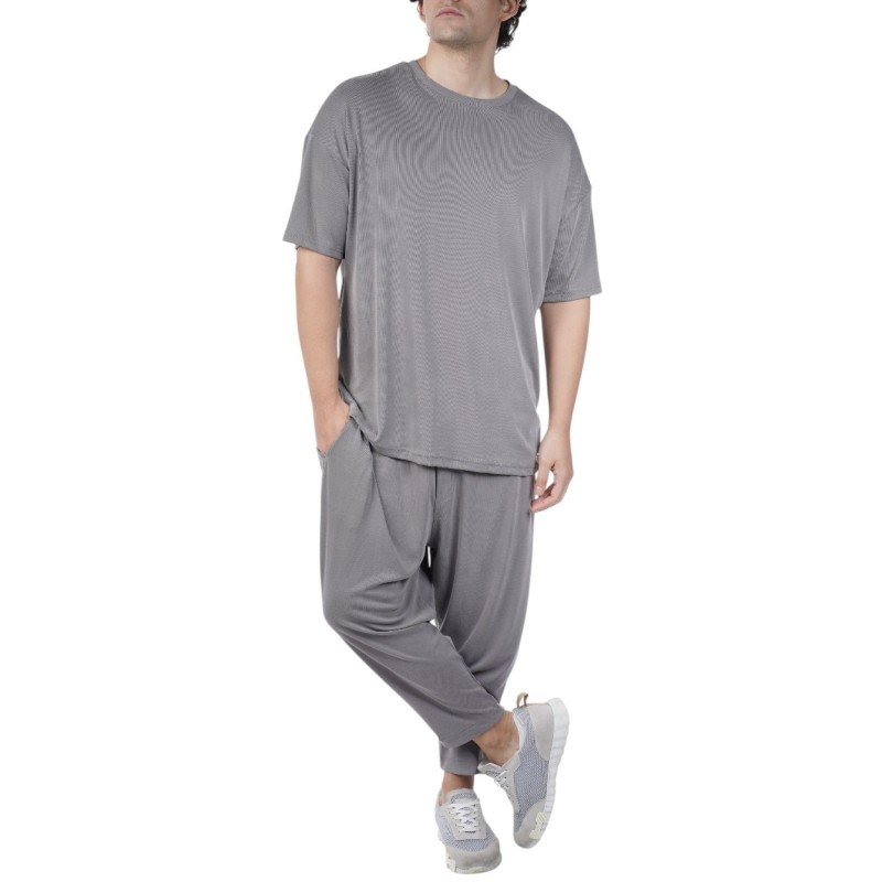 Twin Black T-Shirt Oversized Rib-Grey Twin Black T-Shirt Oversized Rib-Grey