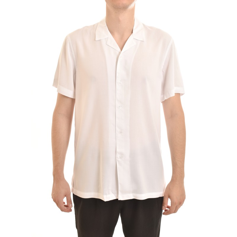 Twin Black Short Sleeved Button Up Shirt-White Twin Black Short Sleeved Button Up Shirt-White