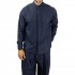 Twin Black Shirt Mao Collar Denim-Blue
