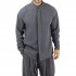 Twin Black Shirt Mao Collar Denim-Dark Grey