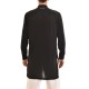 Twin Black Mao Semi Button-Up Long Shirt-Black Twin Black Mao Semi Button-Up Long Shirt-Black