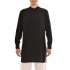 Twin Black Mao Semi Button-Up Long Shirt-Black