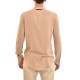 Twin Black Mao Collar Shirt With Hidden Buttonline-Beige Twin Black Mao Collar Shirt With Hidden Buttonline-Beige