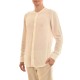 Twin Black Mao Collar Shirt With Hidden Buttonline-Natural Twin Black Mao Collar Shirt With Hidden Buttonline-Natural