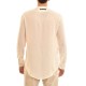 Twin Black Mao Collar Shirt With Hidden Buttonline-Natural Twin Black Mao Collar Shirt With Hidden Buttonline-Natural