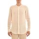 Twin Black Mao Collar Shirt With Hidden Buttonline-Natural Twin Black Mao Collar Shirt With Hidden Buttonline-Natural