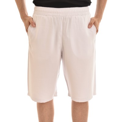 Twin Black Baggy Semi Linen Shorts-White