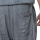 Twin Black Trousers Relaxed Fit Linen Denim-Blue