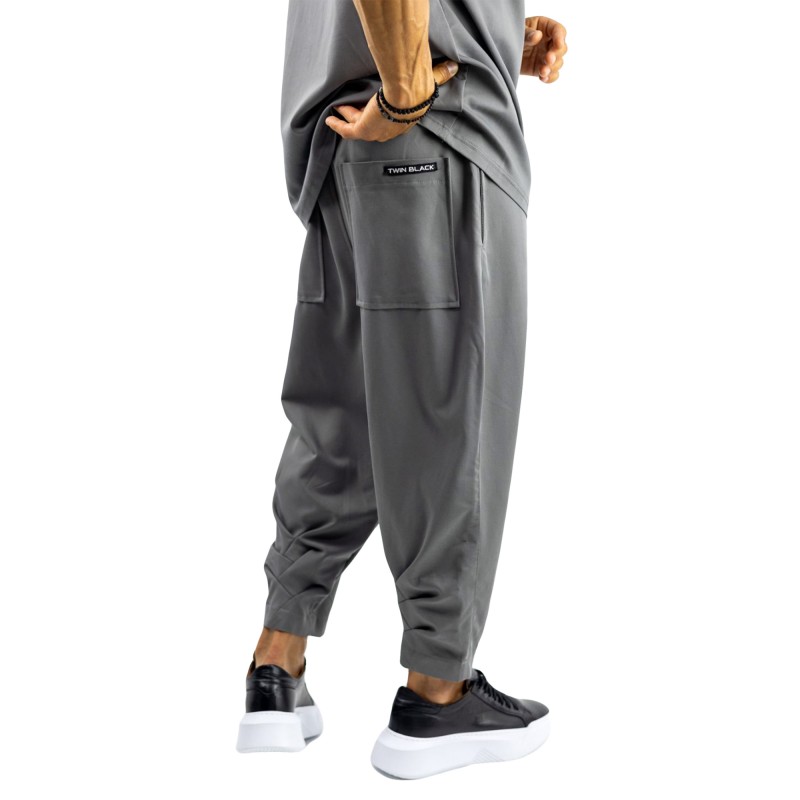 Twin Black Trousers Loose-Grey