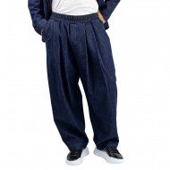 Twin Black Trousers Denim Loose Fit-Denim Blue