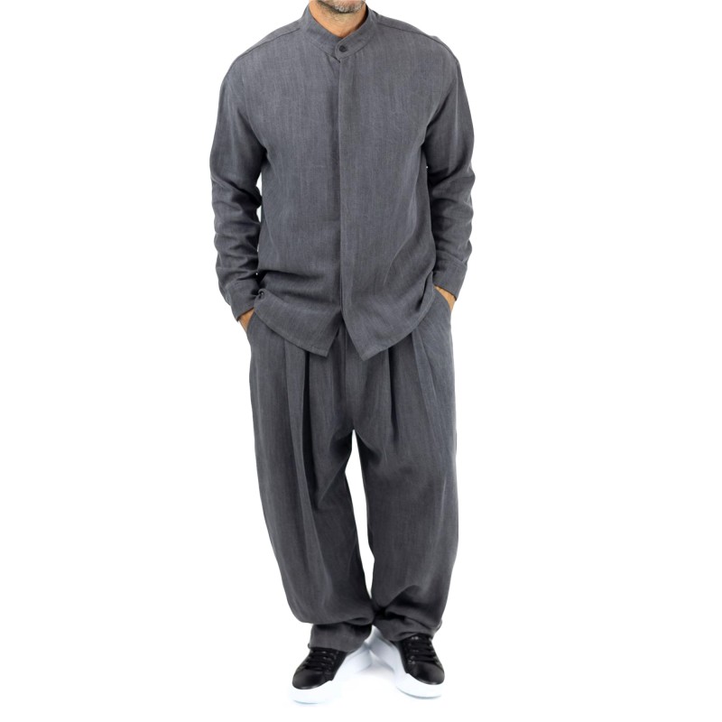 Twin Black Trousers Loose Fit Denim-Dark Grey