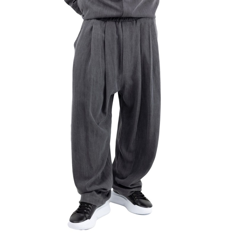 Twin Black Trousers Loose Fit Denim-Dark Grey