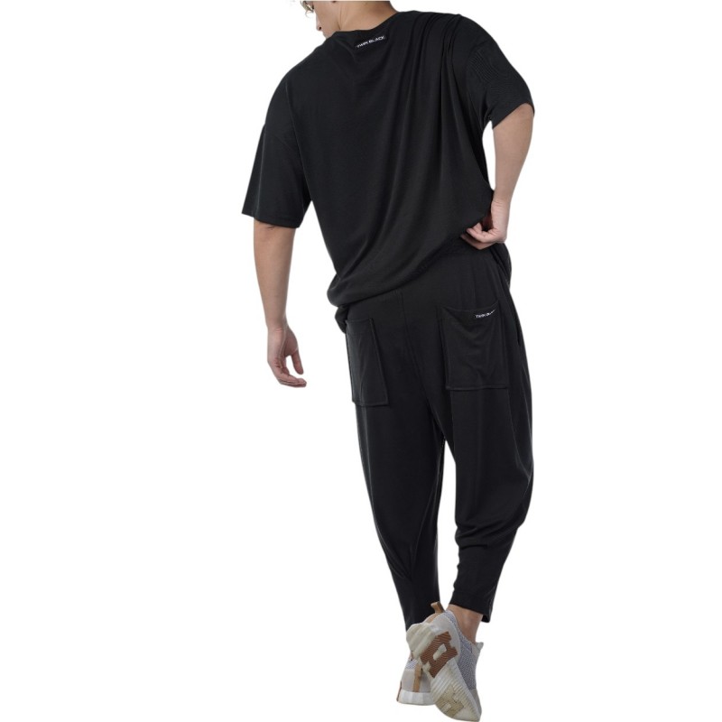 Twin Black Trousers Elastic Waist Rib-Black Twin Black Trousers Elastic Waist Rib-Black