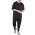 Twin Black Trousers Elastic Waist Rib-Black