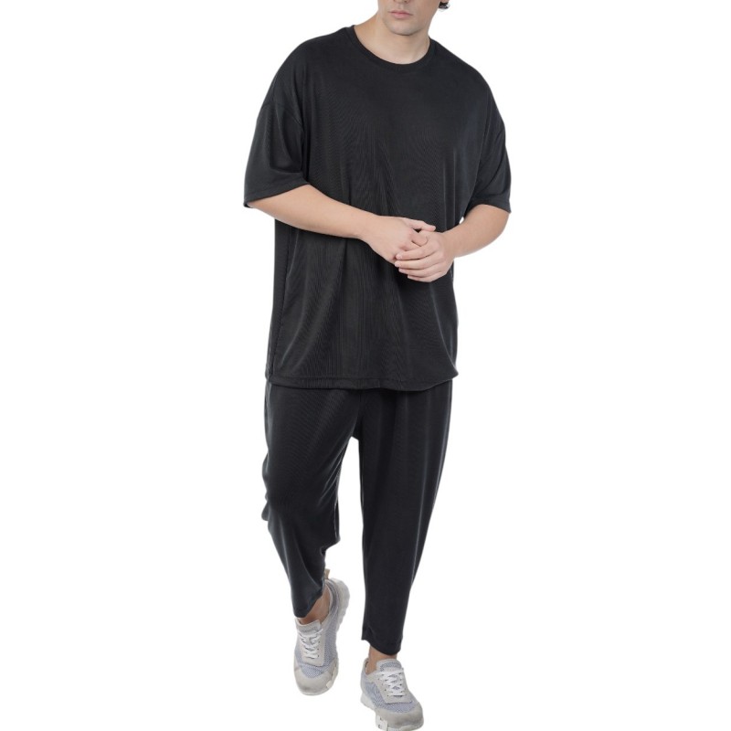Twin Black Trousers Elastic Waist Rib-Black Twin Black Trousers Elastic Waist Rib-Black