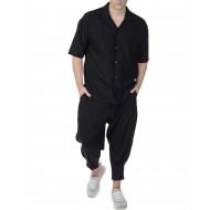 Twin Black Trousers Straight Leg Finish-Black