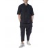 Twin Black Trousers Cargo Style Flap Pockets-Black