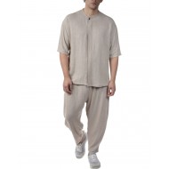 Twin Black Trousers Loose Fit-Beige