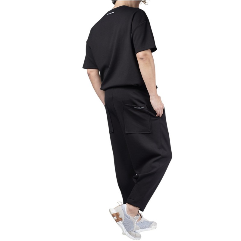Twin Black Trousers Elastic Waist With Pockets-Black Twin Black Trousers Elastic Waist With Pockets-Black