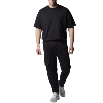 Twin Black Trousers Elastic Waist With Pockets-Black