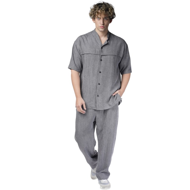 Twin Black Trousers Relaxed Fit Elastic Waist-Charcoal Twin Black Trousers Relaxed Fit Elastic Waist-Charcoal