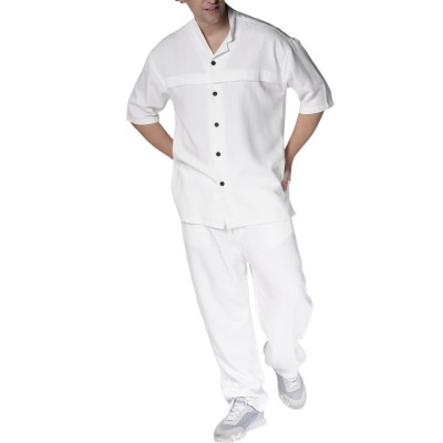 Twin Black Trousers Relaxed Fit Elastic Waist-White