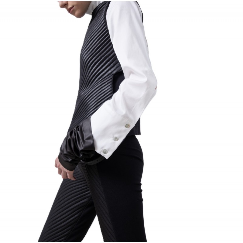 Lotus Eaters Gilet With Rib Texture Contrast-Black