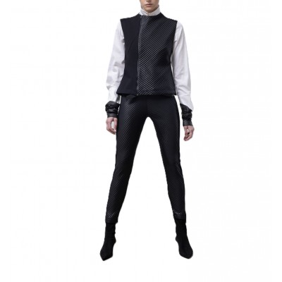 Lotus Eaters Gilet With Rib Texture Contrast-Black