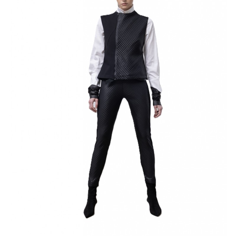 Lotus Eaters Gilet With Rib Texture Contrast-Black