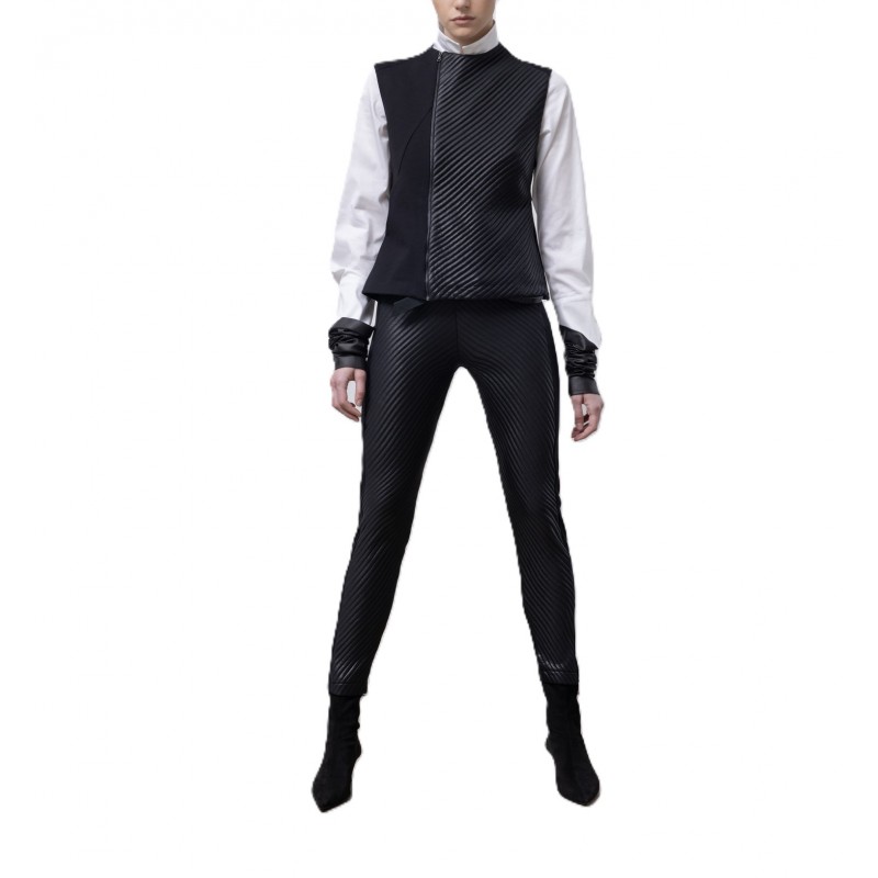 Lotus Eaters Leggings With Rib Textured Contrast-Black Lotus Eaters Leggings With Rib Textured Contrast-Black