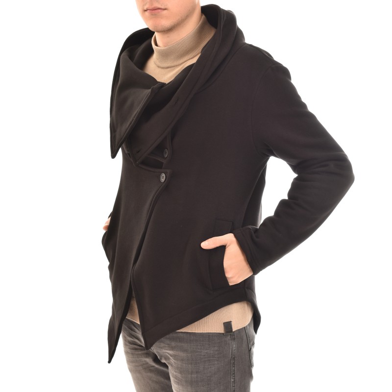 Twin Black High Collar Wrap Closure Cardigan-Black