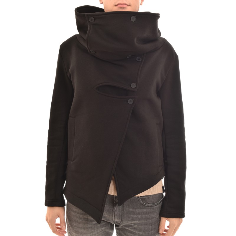 Twin Black High Collar Wrap Closure Cardigan-Black