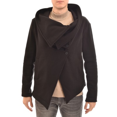 Twin Black High Collar Wrap Closure Cardigan-Black