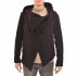 Twin Black High Collar Wrap Closure Cardigan-Black