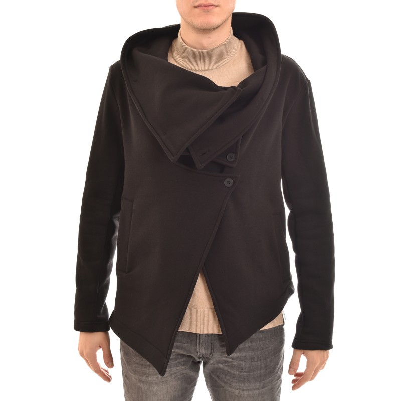 Twin Black High Collar Wrap Closure Cardigan-Black
