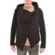 Twin Black High Collar Wrap Closure Cardigan-Black