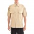 Twin Black Semi-Linen Overshirt With Flap Pockets-Beige