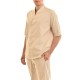 Twin Black V-Neck Micropattern Overshirt-Stone Twin Black V-Neck Micropattern Overshirt-Stone