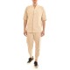 Twin Black V-Neck Micropattern Overshirt-Stone Twin Black V-Neck Micropattern Overshirt-Stone