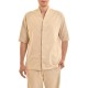 Twin Black V-Neck Micropattern Overshirt-Stone Twin Black V-Neck Micropattern Overshirt-Stone