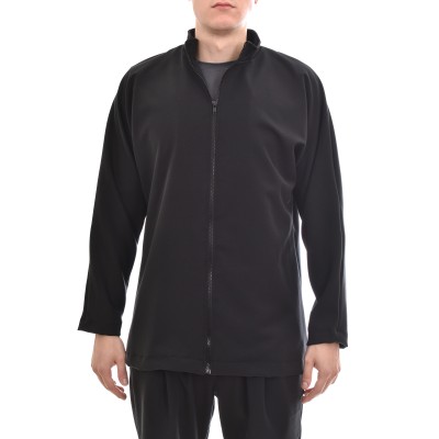 Twin Black Plain Mao Collar Relaxed Fit Cardigan-Black