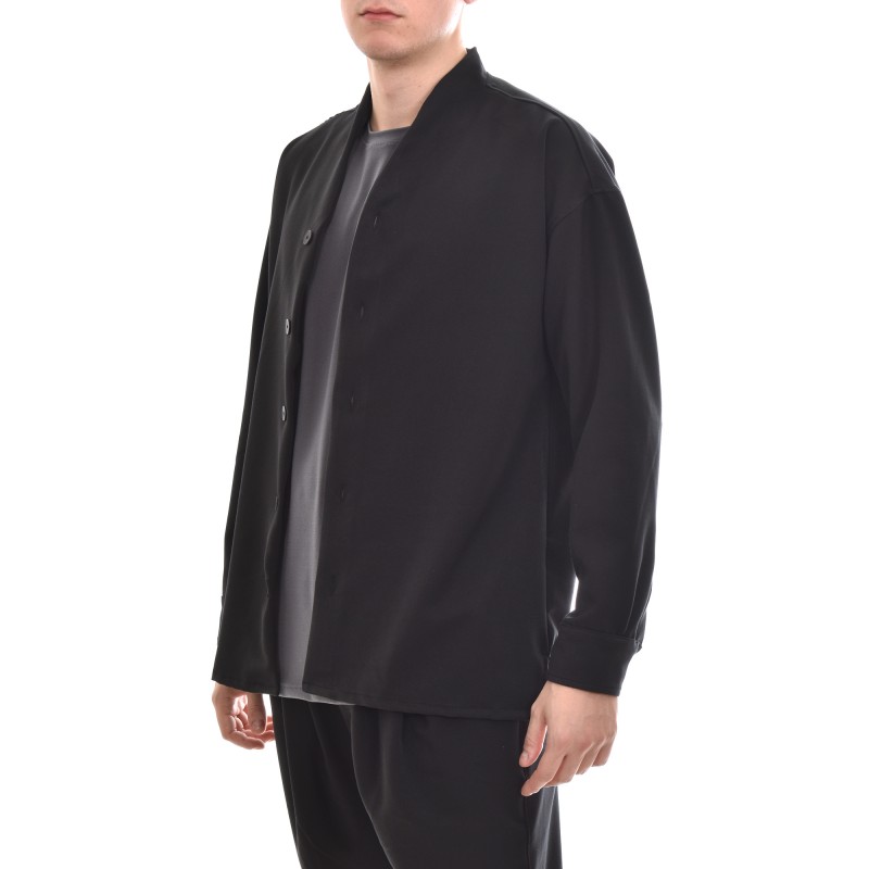 Twin Black High Collar Modern Fit Overshirt-Black